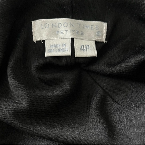 London Times Pink and Green Floral Faux Wrap Dress, Size 4P - Picture 5 of 5